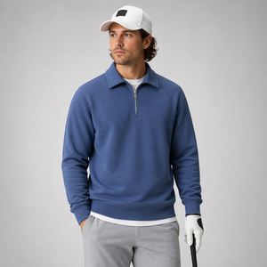 <span class=keywords><strong>Felpa</strong></span> da Uomo <span class=keywords><strong>con</strong></span> Mezza Zip e Colletto a <span class=keywords><strong>Polo</strong></span>, Stile Minimalista Casual - Product Image 1