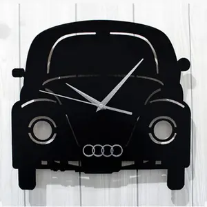 Diseño creativo personalizado acrílico en forma de coche reloj para niños dormitorio decoración de la pared