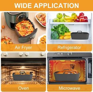 Reversible Rectangle Silicone Pot Liner Food Safe Air Fryer <b>Pan</b> New Condition Square Shape for Frying Kitchen Accessories Cutter - Product Image 4