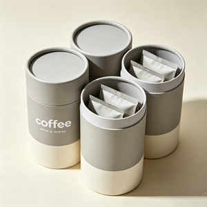 กล่องกระดาษทรงกระบอกสำหรับบรรจุภัณฑ์กาแฟ พร้อมฝาปิด รีไซเคิลได้ ดีไซน์ Brew & Inspire - Product Image 5