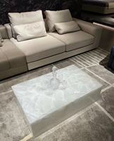 Lujo moderno cuadrado Natural blanco mármol piedra cristal cuarzo mesa de centro mármol superior café mesas de té para decoración de Hotel