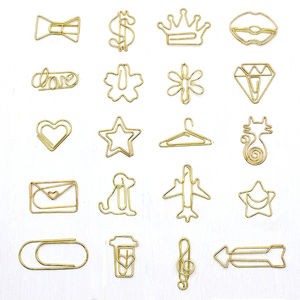 8 unids/caja Mini divertido lindo Metal oro galvanoplastia perchas Perro Amor estrella dibujos animados forma papel Clips divertido marcapáginas marcado Clips - Product Image 1