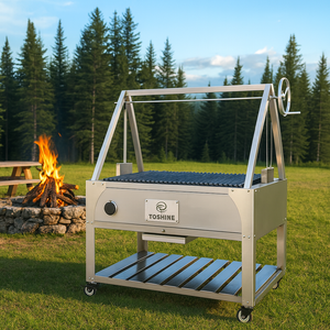 Adjustable Height Santa Maria Grill with Parrilla V Grate, Stainless Steel Patio <strong>BBQ</strong> for Outdoor - Product Image 1