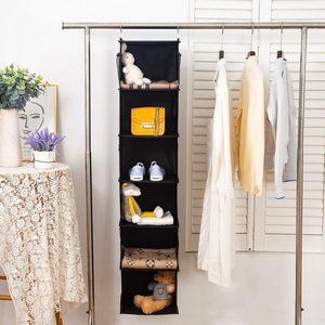 6 Shelf Hanging Closet Organizer 1 Pack With 4 Side Pockets For Clothes <b>Shoes</b> <b>Storage</b> Behind Door Wall Mount Hook - Product Image 5
