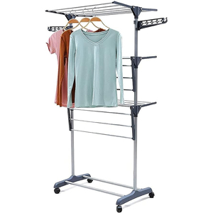 Séchoir à <span class=keywords><strong>linge</strong></span> pliable, support de séchage sur roulettes, portable, en acier inoxydable, <span class=keywords><strong>pour</strong></span> l'intérieur et l'extérieur - Product Image 5