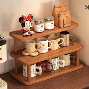 Tea <b>Storage</b> Rack 3 Tier Wooden Desktop Organizer For <b>Kitchen</b> Cup Holder Display Shelf - Product Image 2