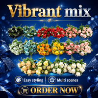 Bouquet de roses artificielles européennes modernes avec 10 têtes en soie - Décoration florale élégante pour mariage et maison