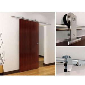 Kit de quincaillerie pour porte coulissante de grange moderne de 1,8 m en acier inoxydable SS304 à montage supérieur, 2 m, accessoires durables pour portes et fenêtres - Product Image 4