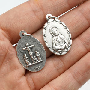 ลูกประคำ CM001และสร้อยคอทำอุปกรณ์เสริมโลหะผสมชุบเงินคาทอลิกเจ็ดเหรียญเสียใจจี้จากอิตาลี - Product Image 4