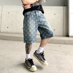 ファッションストーンウォッシュプリントメンズショーツブルージーンズメンズカジュアルパンツハイストリートデザイナーバイブヒップホップメンズジーンズ