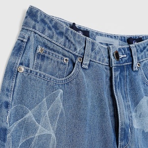 Denim <strong>Burn</strong> Out Lady High Waist Pants <strong>Laser</strong> Etching Womens Cotton Jean <strong>Laser</strong> Printing <strong>Blue</strong> Washed Straight Women Jeans - Product Image 6