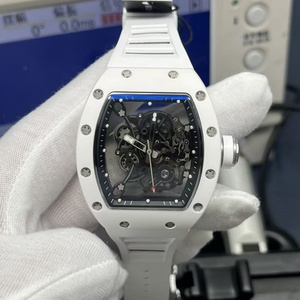 Montre mécanique sportive en fibre de carbone, mouvement squelette en céramique blanche 055 Fashion avec rotor visible - Product Image 1