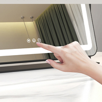 Miroir de maquillage intelligent LED avec cadre en métal, design moderne, verre de table, lumière de remplissage tricolore, taille personnalisable pour la décoration de la maison