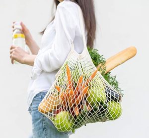 ถุงตาข่ายใส่ผลไม้แบบใช้ซ้ำได้ เป็นมิตรกับสิ่งแวดล้อม ถุงตาข่ายระบายอากาศแบบมีเชือกผูก  กระเป๋าอเนกประสงค์สำหรับจัดเก็บ - Product Image 1