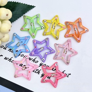 Pince à <span class=keywords><strong>cheveux</strong></span> étoile à cinq branches en métal couleur bonbon effet goutte d'huile pour enfants, style japonais et coréen, pince BB mignonne stimulant la dopamine pour les mèches rebelles - Product Image 3