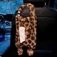 Boîte à mouchoirs de voiture de luxe à imprimé léopard, support en peluche pour papier, accessoire créatif et mignon pour siège arrière pour filles, décoration intérieure douce pour voiture