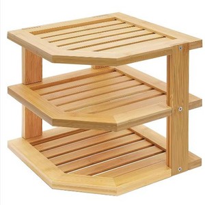 Bamboo 3 Tier <b>Kitchen</b> Shelf Standing <b>Storage</b> <b>Unit</b> With Simple Tray Arrangement Frame <b>For</b> Food <b>Storage</b> - Product Image 4