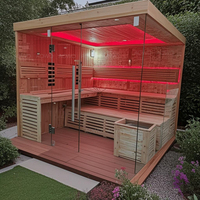 4 5 6 personnes Hamman verre trempé luxe sauna sec et hammam traditionnel Multifonctionnel pruche Sauna Remorque OutdoorUse