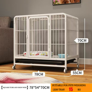 Estilo moderno aço inoxidável cão gaiola tamanho personalizado gaiola pet grande botão Snap encerramento ferro sólido com bandeja plástica para venda - Product Image 5