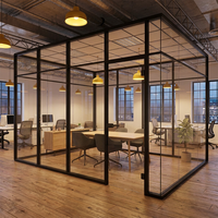 Panneau de séparation acoustique en verre trempé à double isolation pour studio de médias de bureau de luxe, design créatif, réduction du bruit, mur en verre