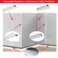 Profilé LED en alliage d'aluminium extrudé pour cloison sèche, dissipation thermique, éclairage linéaire, avec embouts, vente chaude