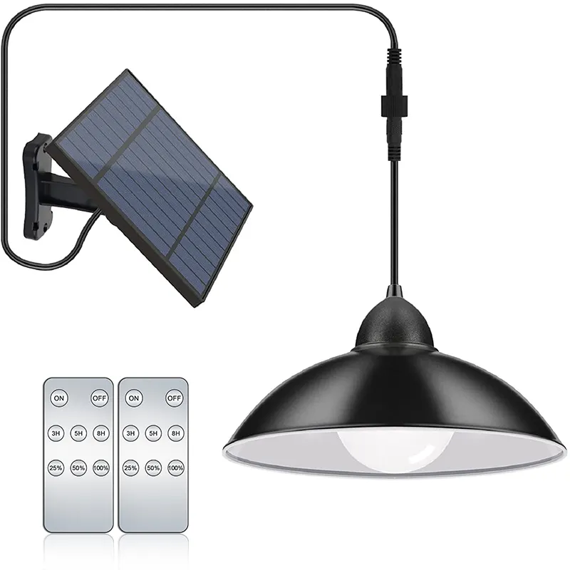 Solar Chandelier Waterproof Hanging Lamp Remote Adjustable Led Shed Outdoor Solar Pendant Garden Lights