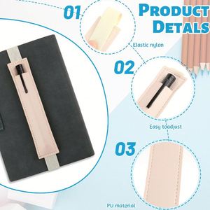 Banda Elástica Ajustable, Porta Lápices Desmontable para Diario, Funda de Cuero PU para Bolígrafos, para Archivadores y Libros - Product Image 6