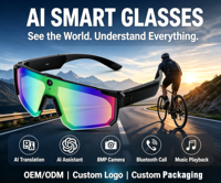 Lunettes intelligentes de sport avec caméra, lunettes d'enregistrement vidéo 8MP, lunettes intelligentes Bluetooth étanches avec traducteur en temps réel