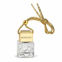 Flacon diffuseur de parfum pour voiture en verre taillé carré de 10 ml, avec bouchon à vis, personnalisable avec logo OEM, pour huile parfumée