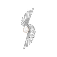 XILIANGFEIZI Broche de corsage haut de gamme pour femme, style européen et américain, avec perle d'eau douce et corail, pour mariage