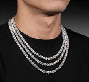 Collier Hip Hop pour homme avec diamants 2mm 3mm 4mm 5mm, collier tennis personnalisé de luxe en or massif 10K avec diamants de laboratoire - Product Image 3