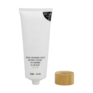 Tubo de plástico cosmético 120ml 4oz Limpiador facial blanco mate Crema facial corporal Loción Tubos para apretar Botella de plástico con tapa de Bambú - Product Image 2