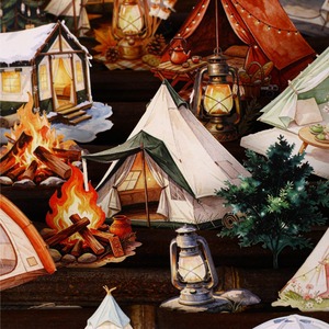 10 autocollants par paquet, série camping, embellissements pour journal créatif sur le thème du camping - Product Image 3
