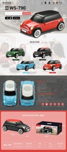 ODM/OEM WS-790 <span class=keywords><strong>Mini</strong></span> haut-parleur Bluetooth en forme de voiture <span class=keywords><strong>Cooper</strong></span>, haut-parleur sans fil portable avec radio FM, carte TF, USB et fonction mains libres - Product Image 2