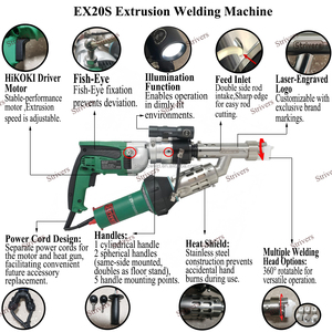 <span class=keywords><strong>Pistola</strong></span> <span class=keywords><strong>de</strong></span> Soldadura por Extrusión STRIVERS Ex20S 230V con Potencia <span class=keywords><strong>de</strong></span> 3000W, Velocidad Ajustable y Cubierta <span class=keywords><strong>de</strong></span> Aislamiento Térmico, Enchufe Europeo - Product Image 3