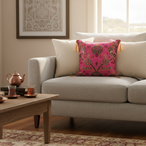 Traditional Pink Turkish <b>Cushion</b> <b>Cover</b> With Tulip Design From Turkey - Product Image 3