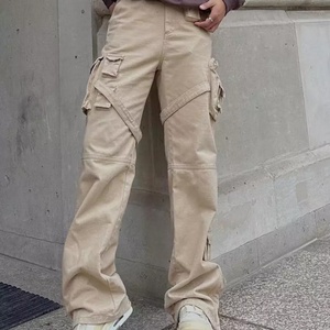Pantalon cargo ample 100 % coton multi-poches, style streetwear décontracté, type salopette et jogger - Product Image 2