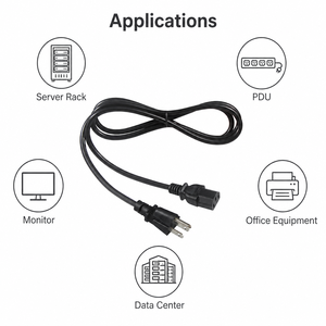 Cable de alimentación NEMA 5-15P a IEC C13, 18AWG, 10A, 125V, cable de CA estadounidense de 3 clavijas con conexión a tierra para monitor de escritorio, impresora, estación de trabajo - Product Image 4