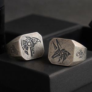 Chinese Style Jewelry Finger Band Lattice <b>Ring</b> <b>Black</b> Chain Band Finger <b>Ring</b> <b>for</b> <b>Men</b> Thai Silver Plated Open <b>Ring</b> - Product Image 1