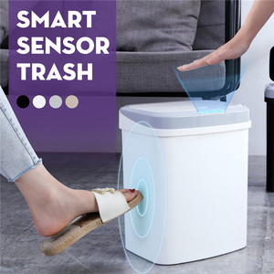 White Smart Sensor Trash Can Electronic Automatic Household Bathroom Toilet Waterproof Narrow Seam Sensor Bin