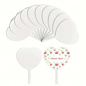 Ventiladores de mano de plástico PET en blanco, impresos por ambos lados, para sublimación, ideales para fiestas y manualidades, al por mayor. - Product Image 4