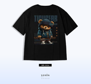 Mỹ Thời Trang Thương Hiệu Người Đàn Ông Của T-Shirt Kích Thước Lớn Lỏng Gấu Bông Ngắn Tay Áo Nửa Tay Áo Xu Hướng Mùa Hè Cho Người Đàn Ông Béo - Product Image 1
