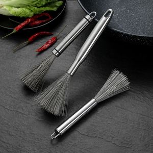 Custom 304 Stainless <b>Long</b> <b>Handle</b> Dish Kitchen Cup Cleaning Artifact With Steel <b>Brush</b> for Pot Scrubbing Bowl Dirt Removal - Product Image 4