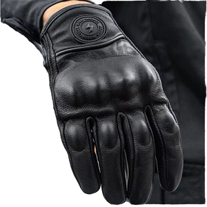 Gants de moto d'été demi-doigts en cuir noir rétro perforés antidérapants résistants à l'usure décontractés unisexes pour la pêche et la gym - Product Image 3