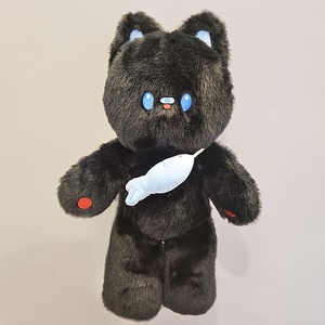 Wholesale Plush <strong>Black</strong> <strong>and</strong> <strong>White</strong> <strong>Cat</strong> with Fish Doll <strong>Stuffed</strong> Animal Home Decoration Christmas Gift Soft <strong>Cat</strong> with Fish Backpack Toy - Product Image 5