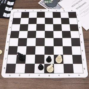 Tapis D'échecs Tournoi Portable En Cuir PU 34x34 Cm - Enroulable, Antidérapant, Léger (60g) - Sans Pièces