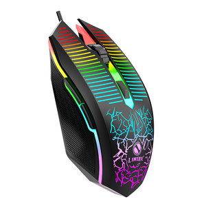ลิเม่ย์ วี 6 เมาส์สำหรับเล่นเกมแบบมีสาย 4 ปุ่มออปติคอล USB ขับเคลื่อนด้วยไฟ RGB การออกแบบตามหลักสรีรศาสตร์สำหรับแล็ปท็อปพีซี - Product Image 2