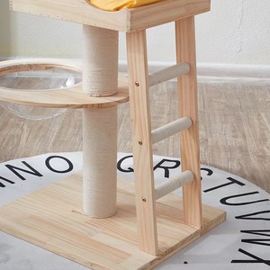 Wooden <b>Cat</b> <b>Tree</b> 2 Levels Solid <b>Wood</b> <b>Cat</b> House With <b>Tree</b> Hole Privacy Minimalist Design For Indoor <b>Cats</b> - Product Image 2
