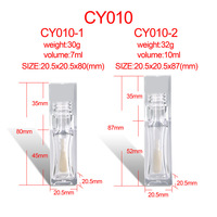 En stock – 50 tubes carrés transparents personnalisables pour brillant à lèvres ou huile à lèvres, 7 ml et 10 ml, avec grand applicateur