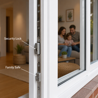 Fenêtre coulissante moderne en PVC anti-ouragan avec verrou de sécurité, double vitrage trempé, résistante aux chocs, insonorisée, écoénergétique pour cuisine